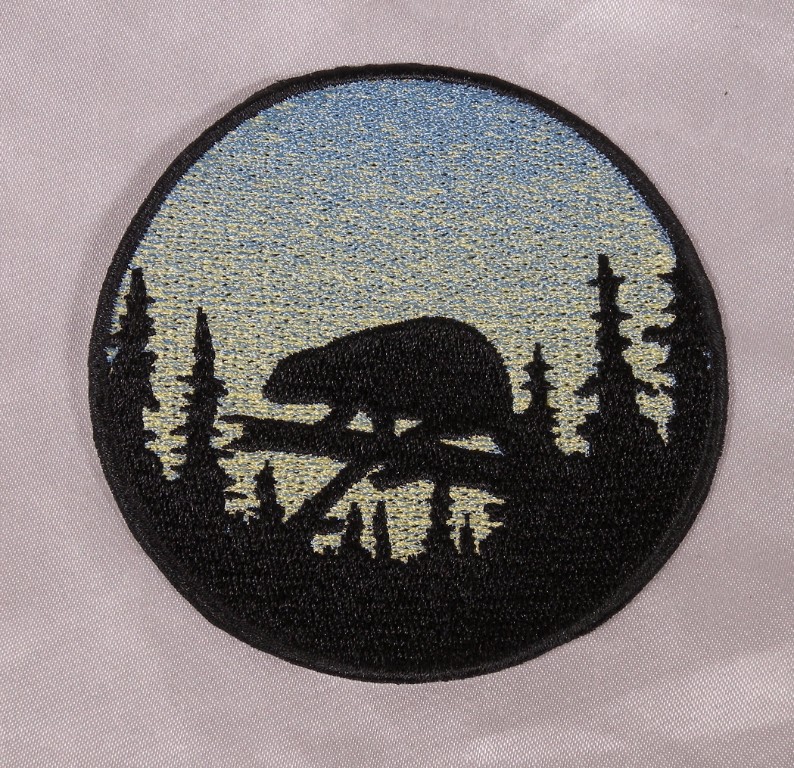 Embroidered Hammerhead Shark Ocean Sea Silhouette Ombre Circle Patch Iron On USA