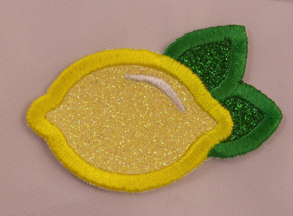 Yellow Lemon Fruit//Food Sliced in Half Iron on Applique//Embroidered Patch