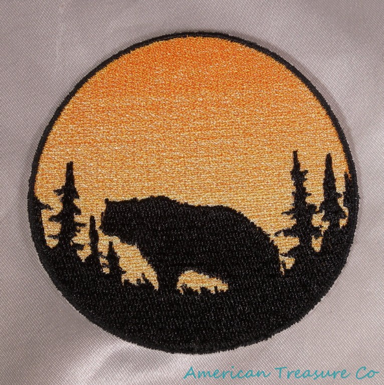 Embroidered Pacific Northwest Art Grizzly Bear Circle Patch Iron On Sew On USA