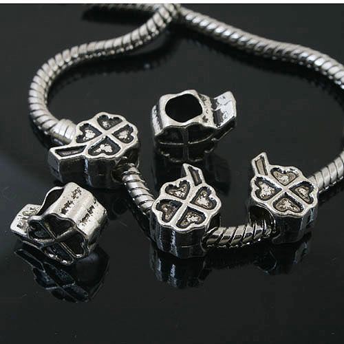 12pcs Tibetan Silver 2sided leaf spacer Beads Fit Bracelet l0110
