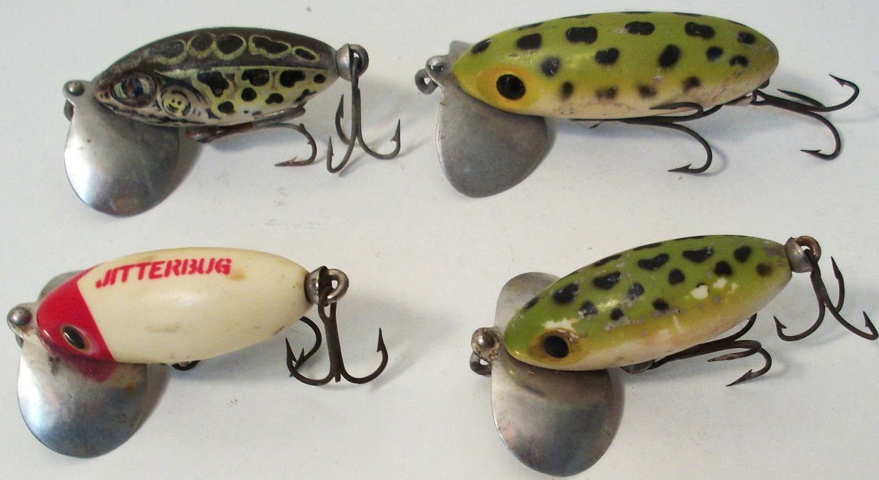 lot of 4 fred arbogast jitterbug fishing lures