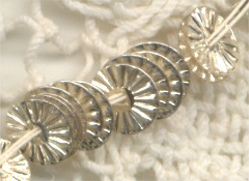 FRENCH ANTIQUE METAL SEQUINS SILVER MICRO 4mm FLUTED COUTURE Spacers DOLL SIZE