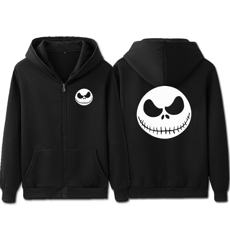 Jack Skellington Winter Thick Hoodies Zipper Jacket Sweatshirt Coat