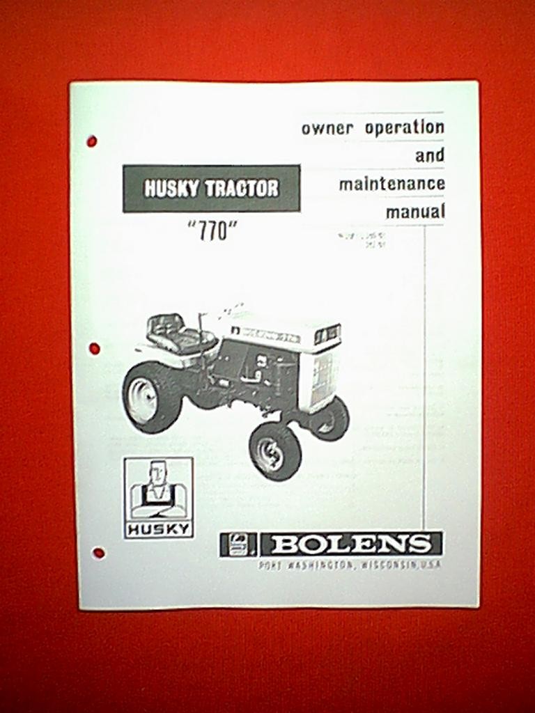BOLENS HUSKY 770 TRACTOR MODELS 160-01 & 161-01 OWNER'S MANUAL 2-68