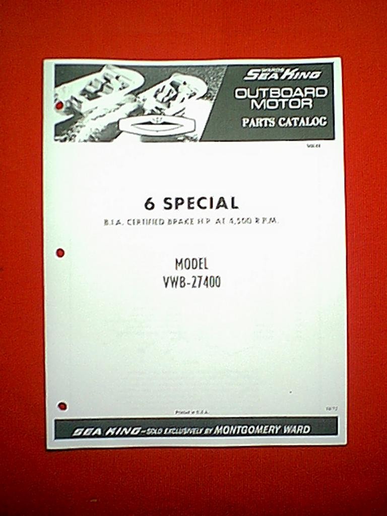 Details about MONTGOMERY WARD SEA KING 6 HP OUTBOARD MOTOR MODEL VWB-27400  PARTS MANUAL