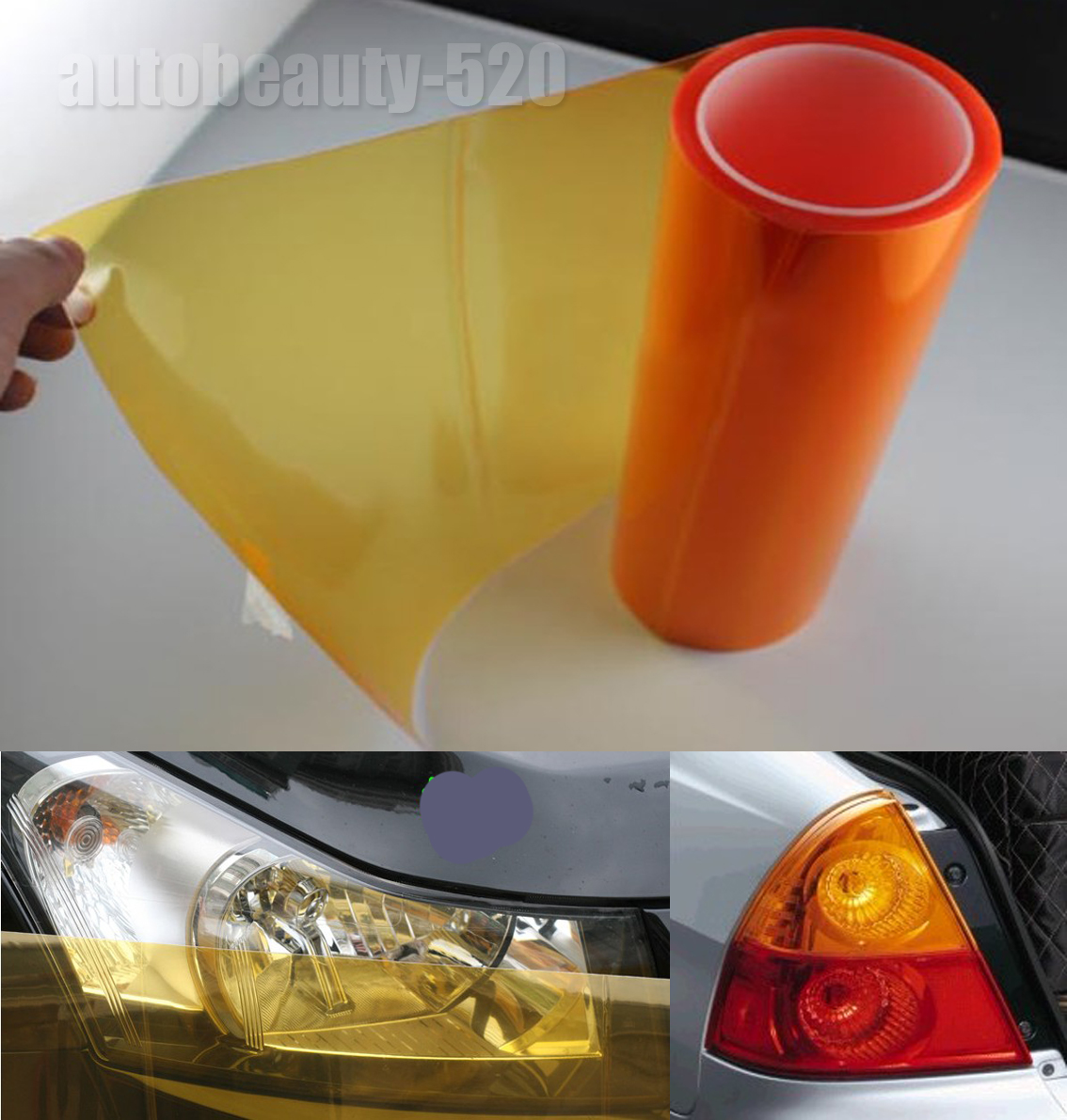 Full Roll Glossy Car Headlight Taillight Vinyl Tint Film L Black 12/" x 354/"