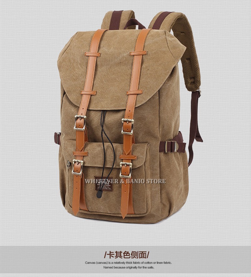 KAUKKO Men/'s Vintage Canvas Backpack Travel Sport Rucksack Satchel School M318