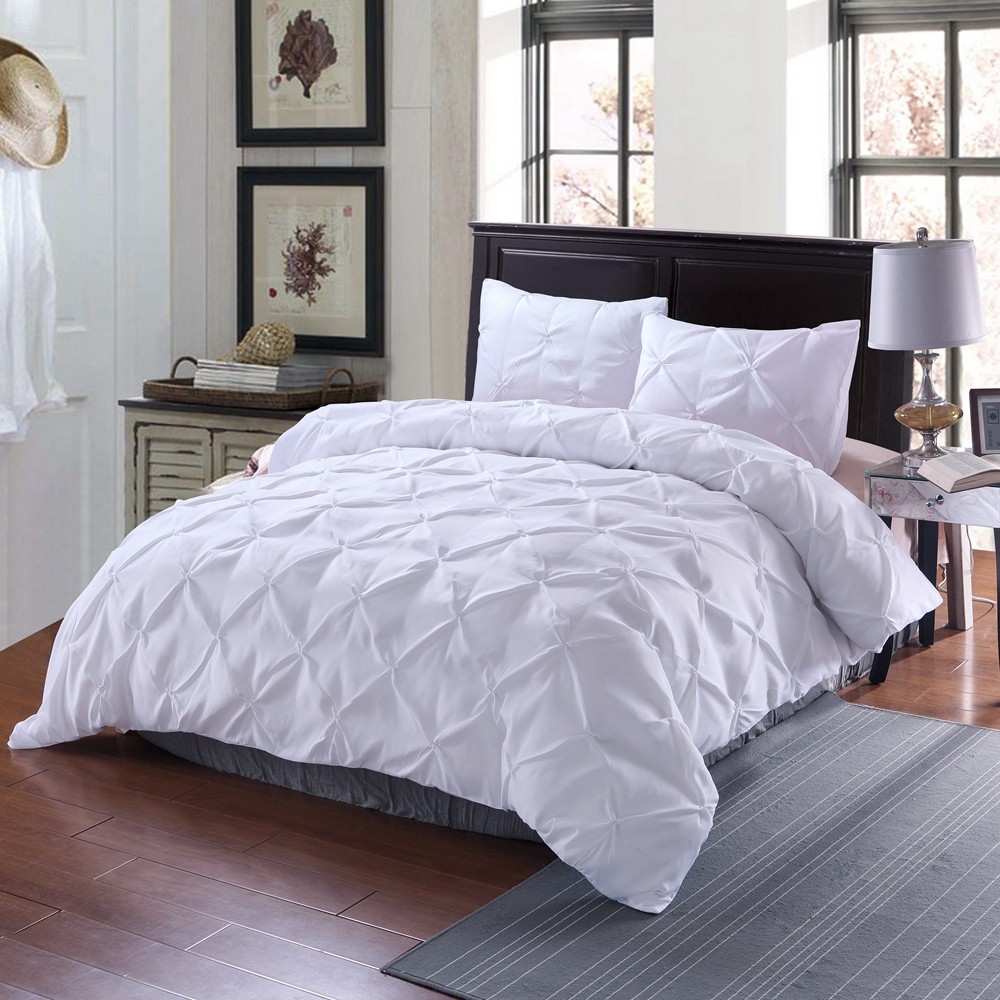 White Pintuck Diamond Comforter Quilt Coverlet Queen Size Bedding