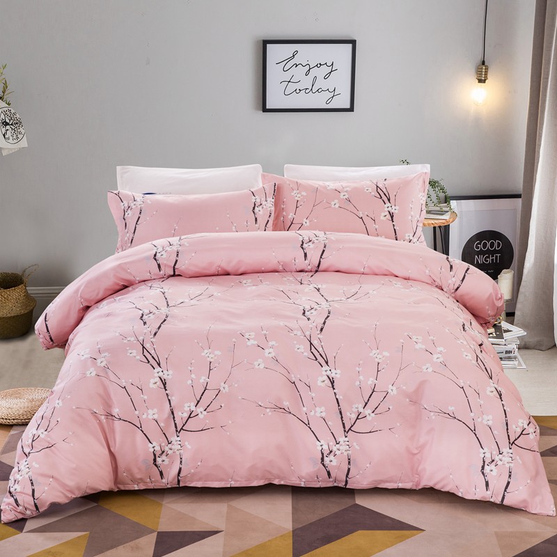 Floral Branch Pink Doona/Quilt/Duvet Cover Set Double/Queen/King Size