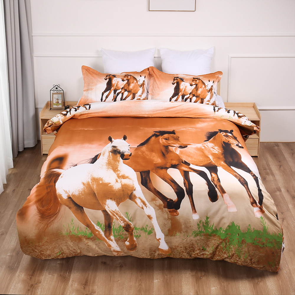 Horse Duvet Quilt Doona Covers Bed Set Single/Double/Queen/King Size