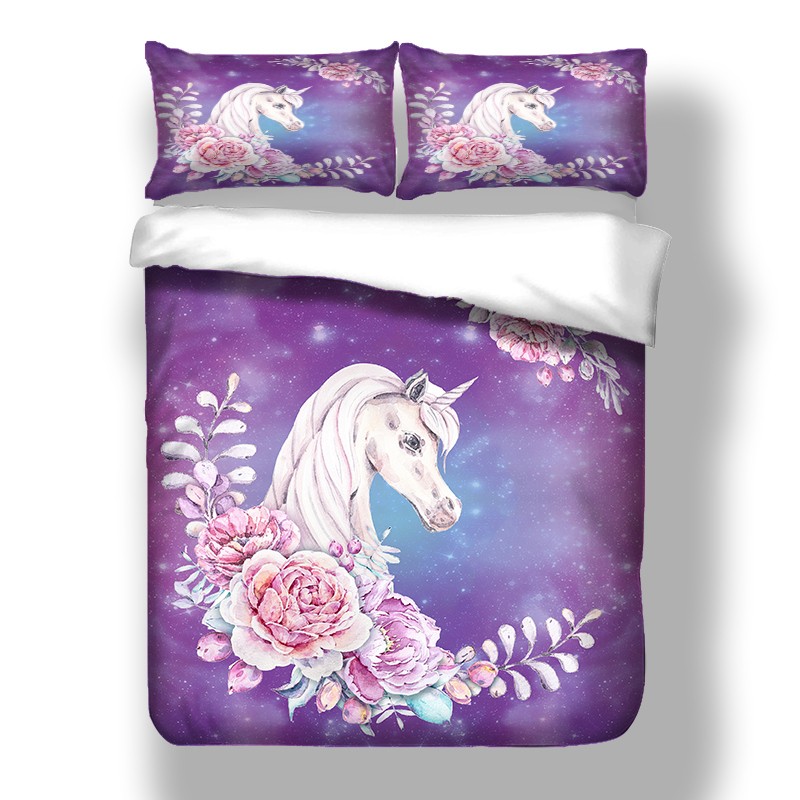 Unicorn Quilt Doona Duvet Cover Set Double Queen King All Size Bed