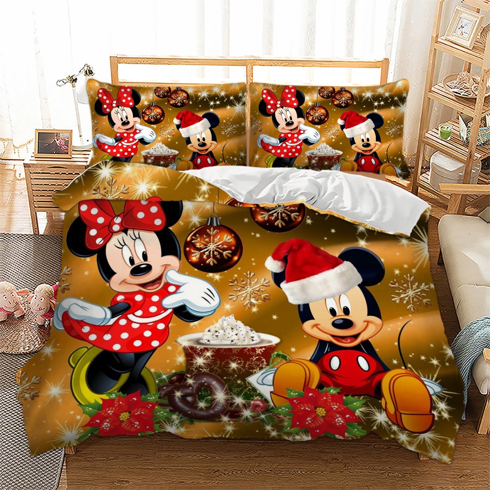 Christmas Mickey Mouse Children Duvet Cover Pillow Cases Quilt Bedding