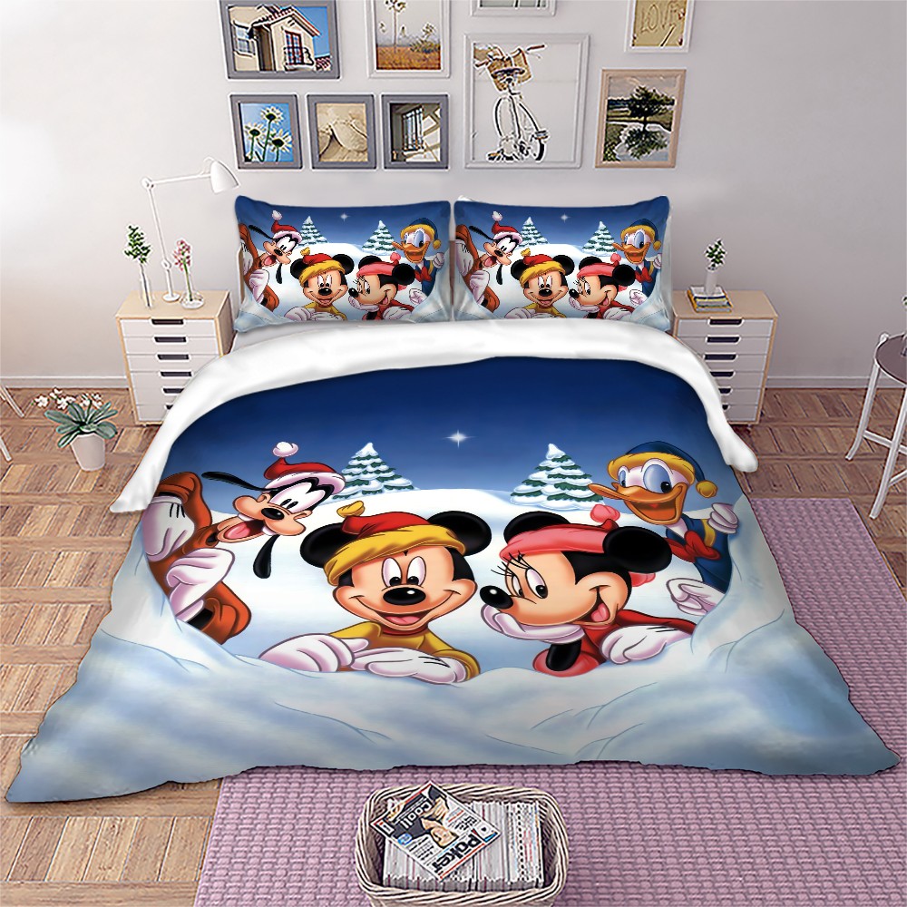 Christmas Mickey Doona Duvet Quilt Cover Set Single/Double/Queen/King