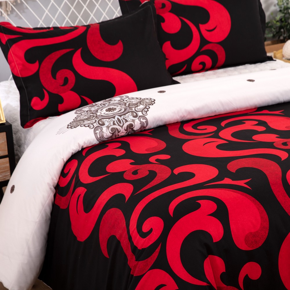 Double/Queen/King Size Bed Quilt Cover Set Grandeur Red Black Doona
