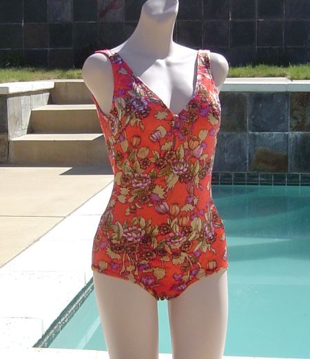 Vintage 70s Gottex Velour Type Swimsuit Bathing Suit 