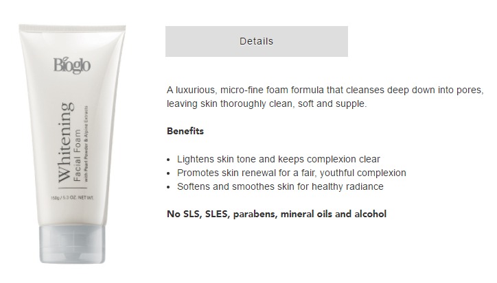 bioglo whitening facial foam