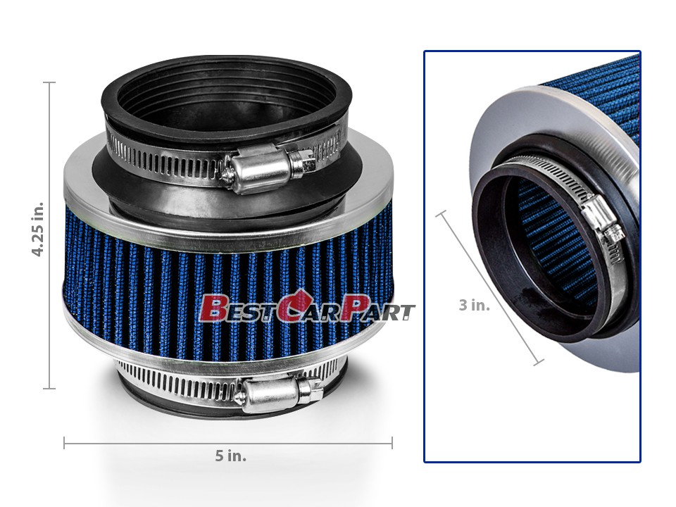 3.5 Inches 3.5/" 89 mm Cold Air Intake Cone Truck Air Filter BLUE SB//SC