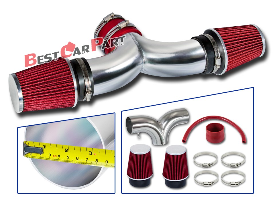 RED DUAL 2004-2012//04-12 JEEP LIBERTY 3.7L V6 TWIN AIR INTAKE KIT