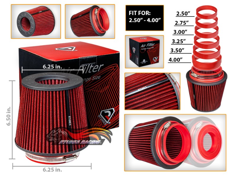 RED UNIVERSAL 2.5/" 63.5mm DRY AIR FILTER FOR SUZUKI//SAAB AIR INTAKE+PIPE