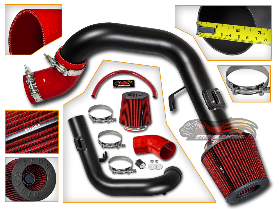 Rtunes Matte Black//Red 12-15 Camaro V6 3.6L Heat Shield Cold Air Intake Filter