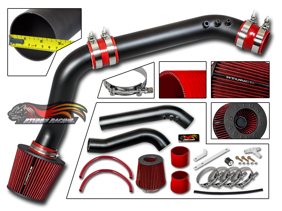Rtunes Matte Black//Red 12-15 Camaro V6 3.6L Heat Shield Cold Air Intake Filter