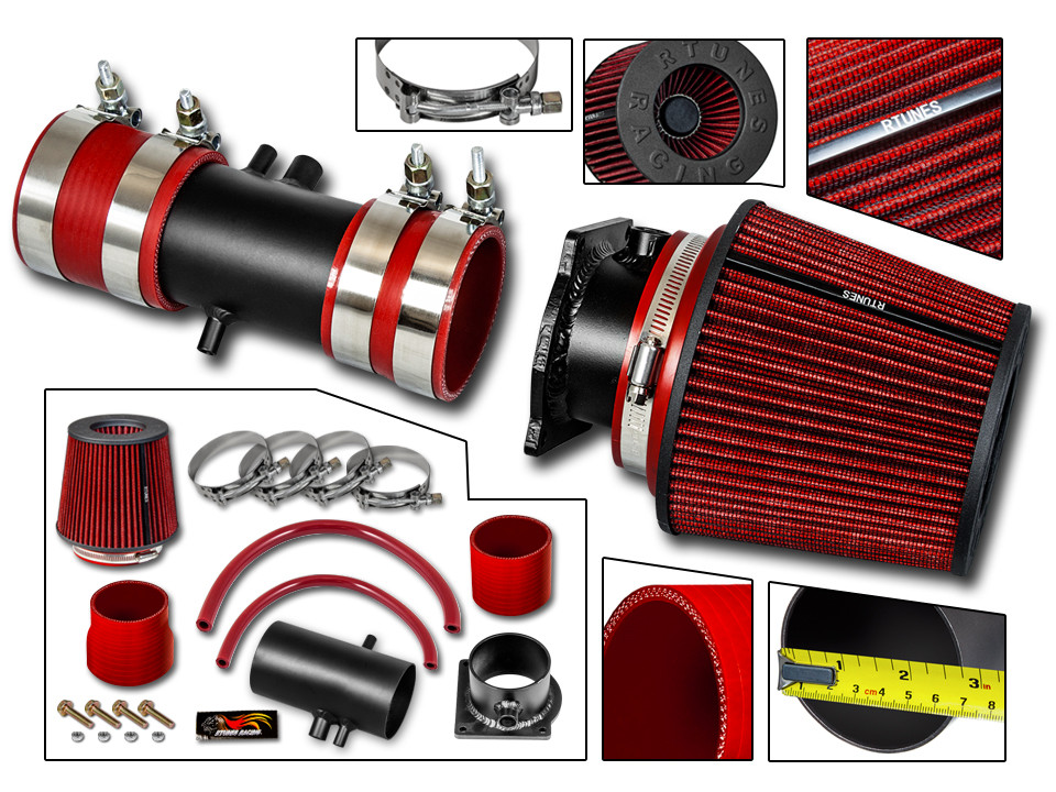 BCP RED 95-00 Ford Contour 2.5L V6 Short Ram Air Intake Induction Kit Filter