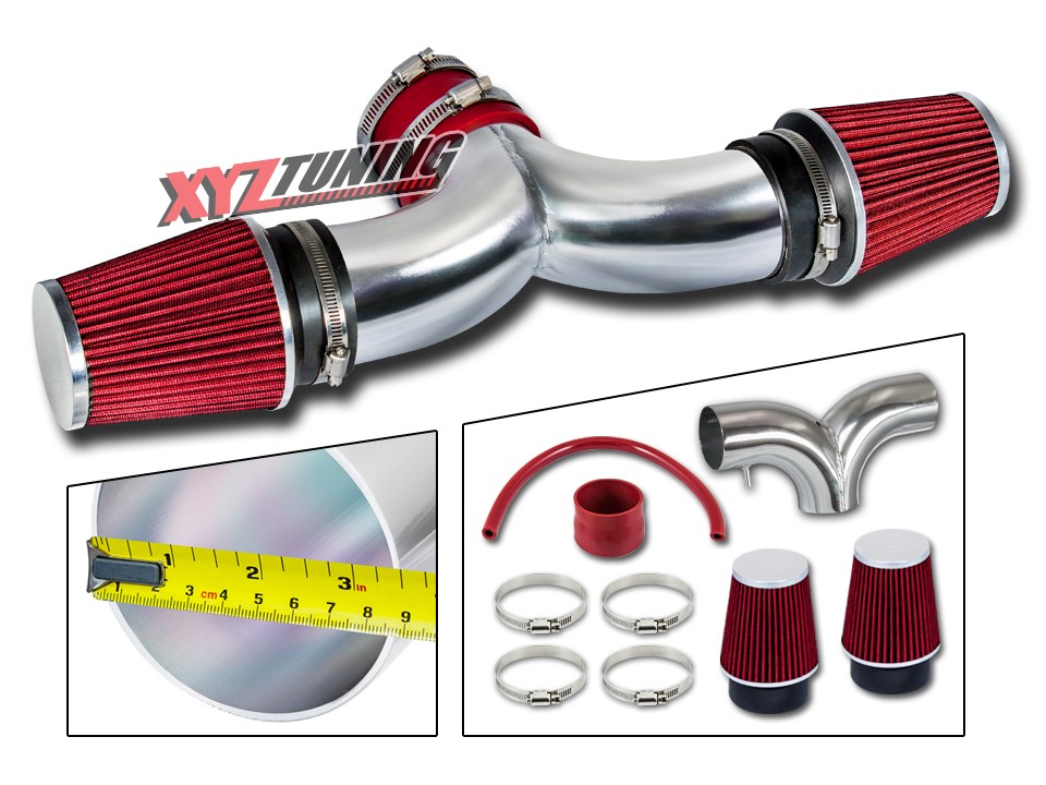 XYZ RED 04-09 Dodge Dakota 3.7 4.7 Dual Air Intake 3.5/" Twin Filter