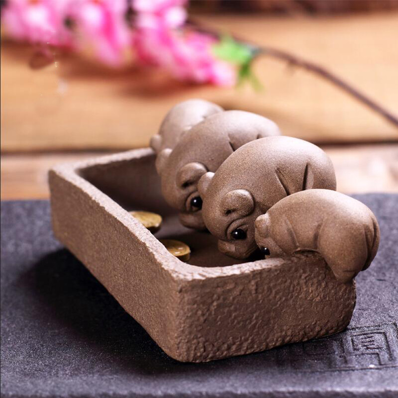 10Pcs YiXing Handmade Tea Pet Purple Clay The Simulation Peanut Tea Decoration