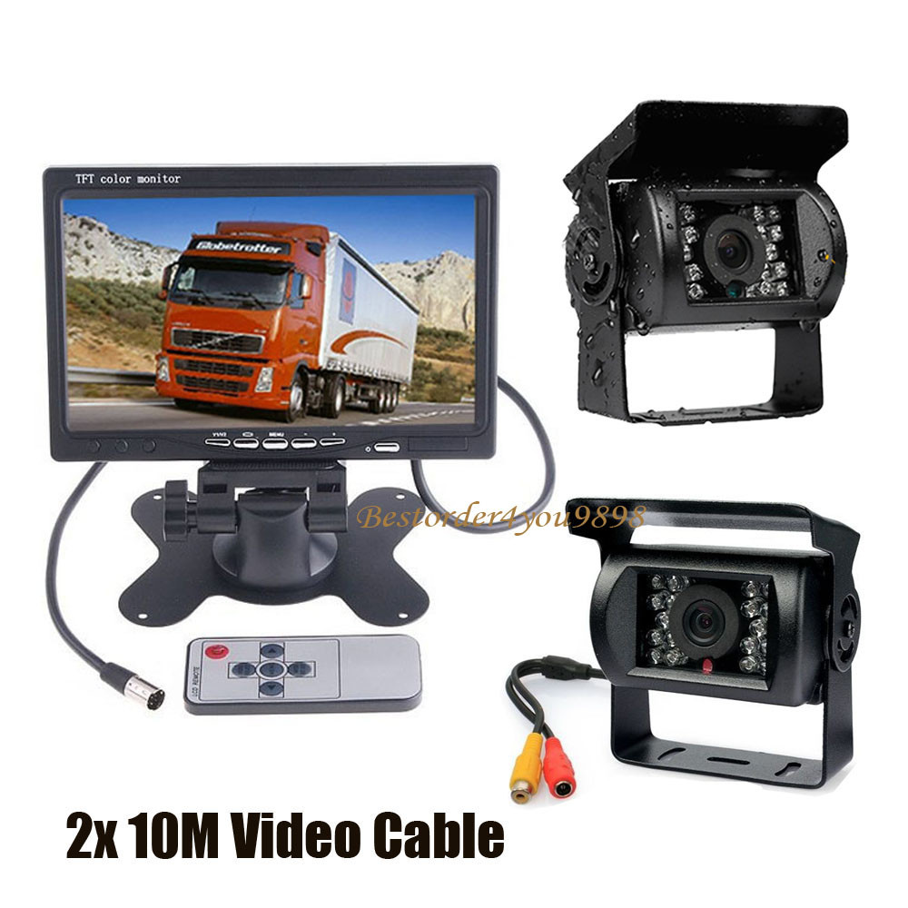 Wireless IR Night Reversing Backup Camera+7/" TFT LCD Color Monitor for Bus Truck