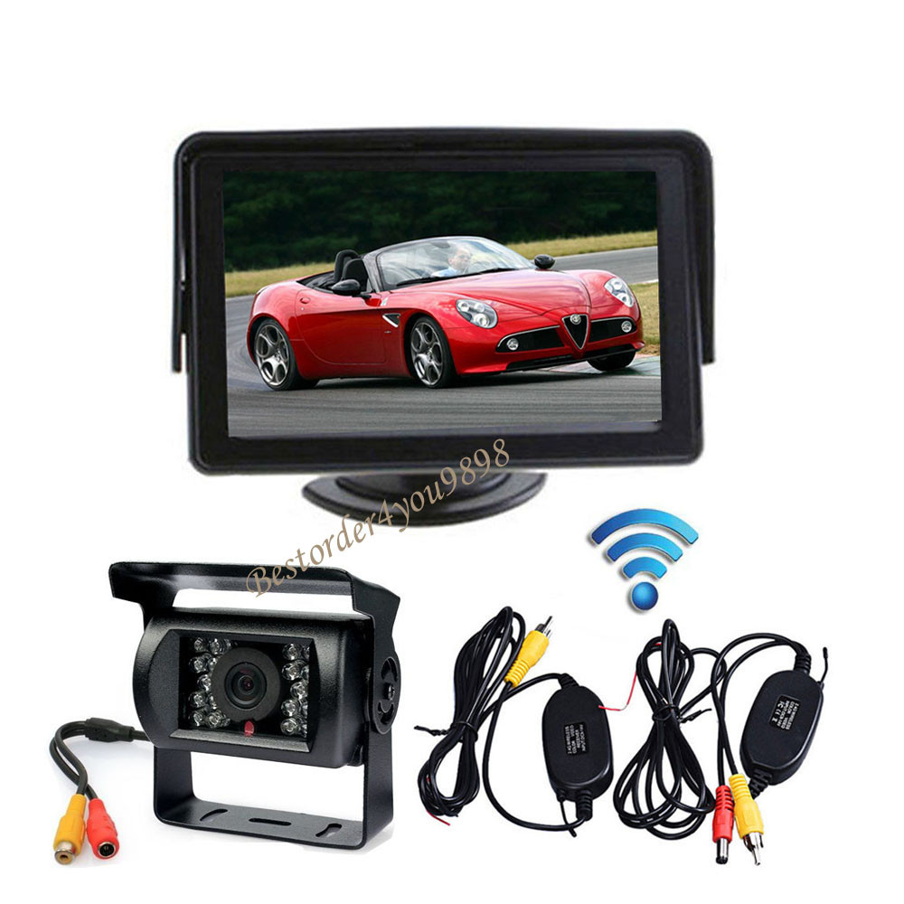 4.3/" LCD Monitor HD Para Autos//Bus Ir Inalámbrico 18LED Coche Cámara Retrovisora