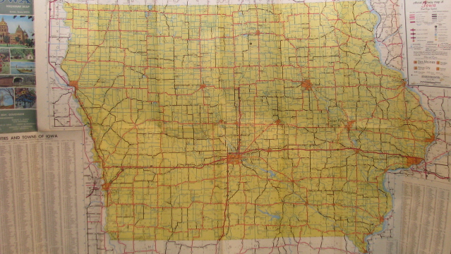 vintage iowa street highway road map 1971