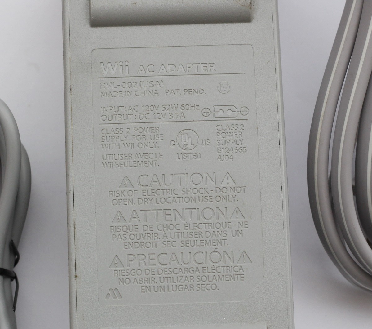 Genuine Official Nintendo Wii AC Power Brick Adapter 12V 3.7A 52W