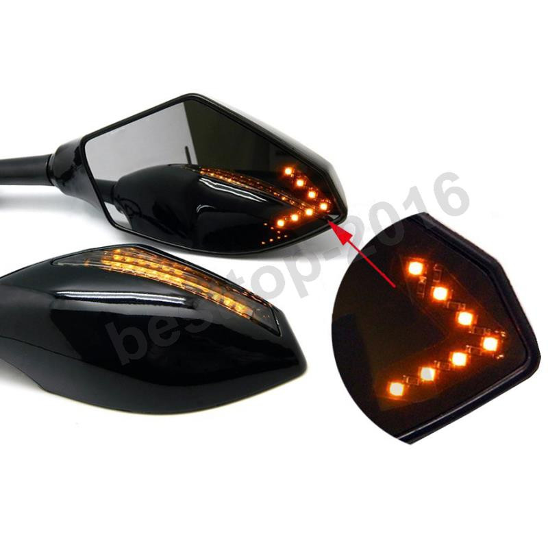 Black LED Mirrors For Kawasaki Ninja 500/636 ZX6RR ZX750 ZX7R ZX9R