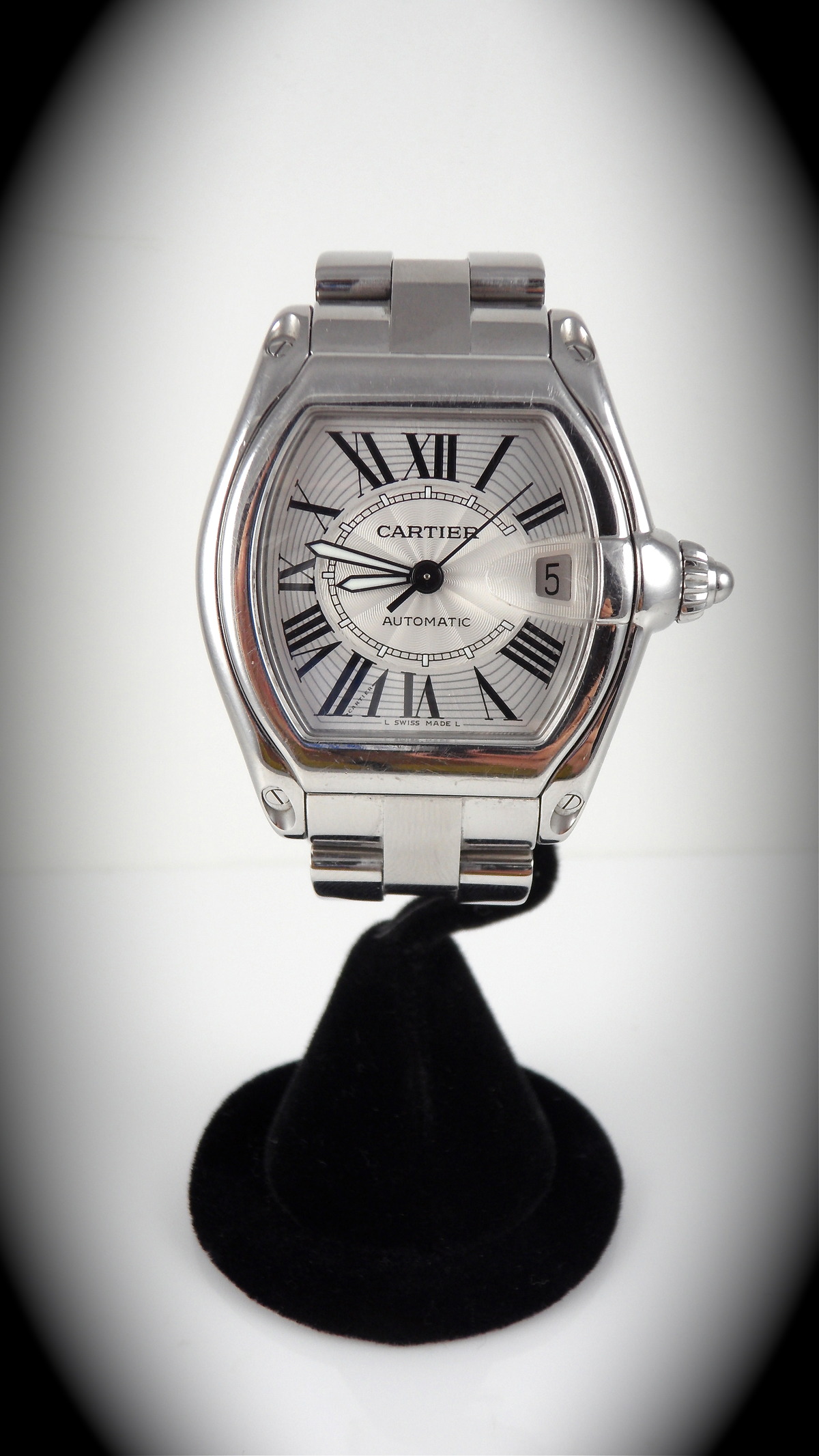 cartier mens roadster stainless steel automatic watch