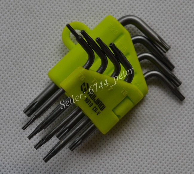 Mini 9 pcs Long Arm Star Torx Allen Hex Key Wrench Spanner CRV marked