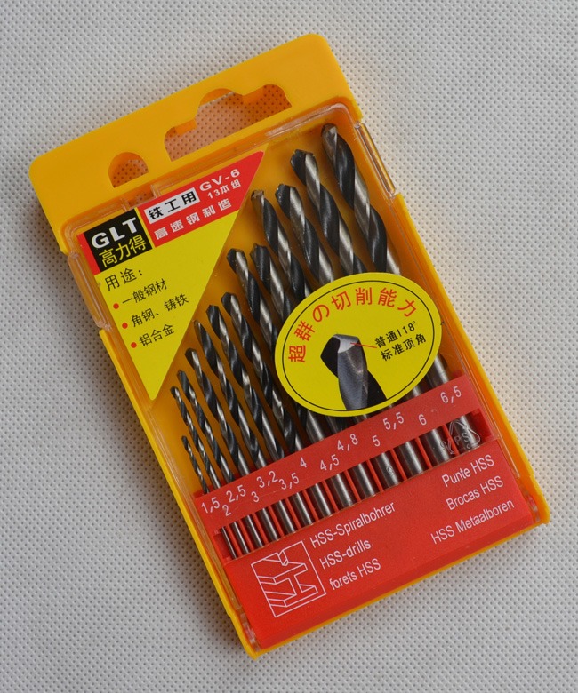 6.5mm For Metal Wood Plastic 13pcs HSS High Speed Bit Steel Drill Set 1.5mm