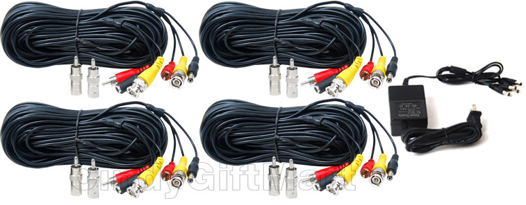 4x 150ft Audio Video Power HD Security Camera Cable Wire Cord and 4CH Power WVI