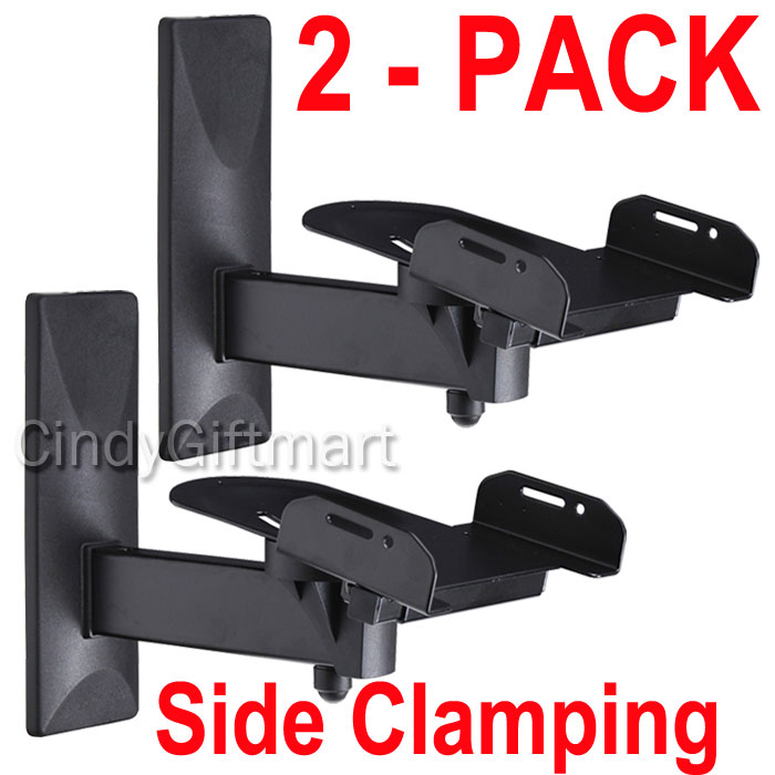 2x Tilt Side Clamp Speaker Wall Mount Bracket Surround Sound Large