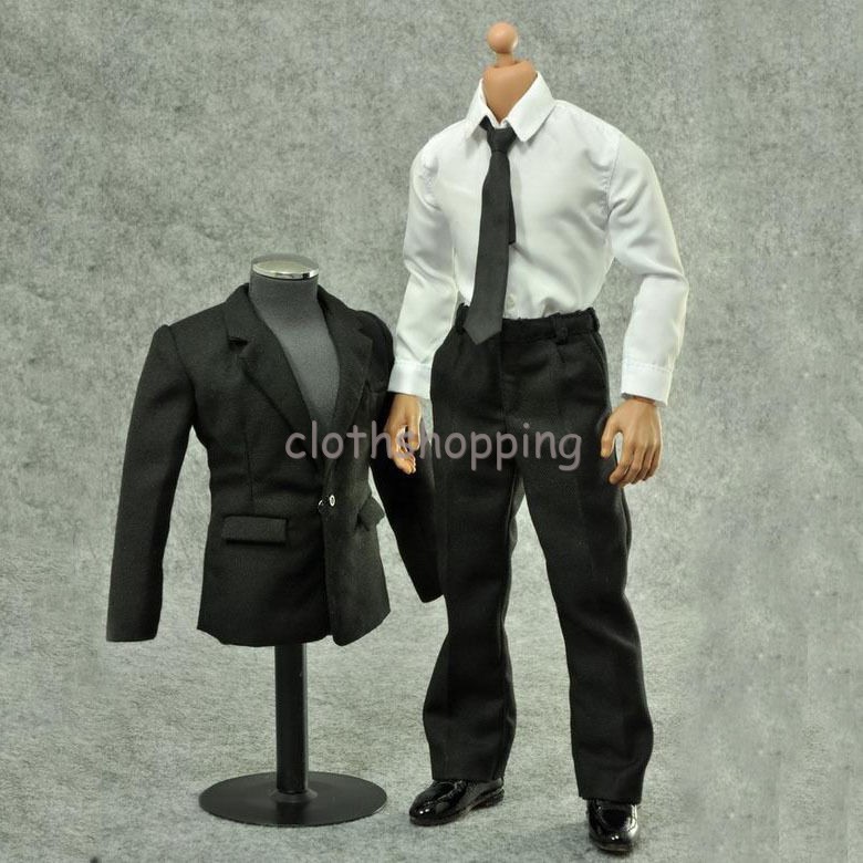 ZYTOYS 1//6 Scale Figure Clothes Model Black Suit White Shirt Set F 12/" Male Body