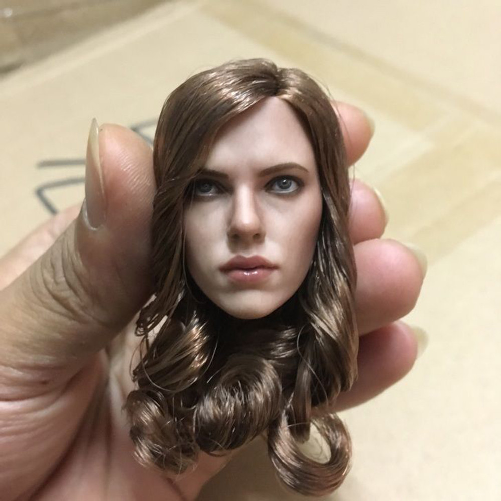 1:6 Scarlett Johansson Black Widow Head Model For 12/" HT Phicen Female Body Toy