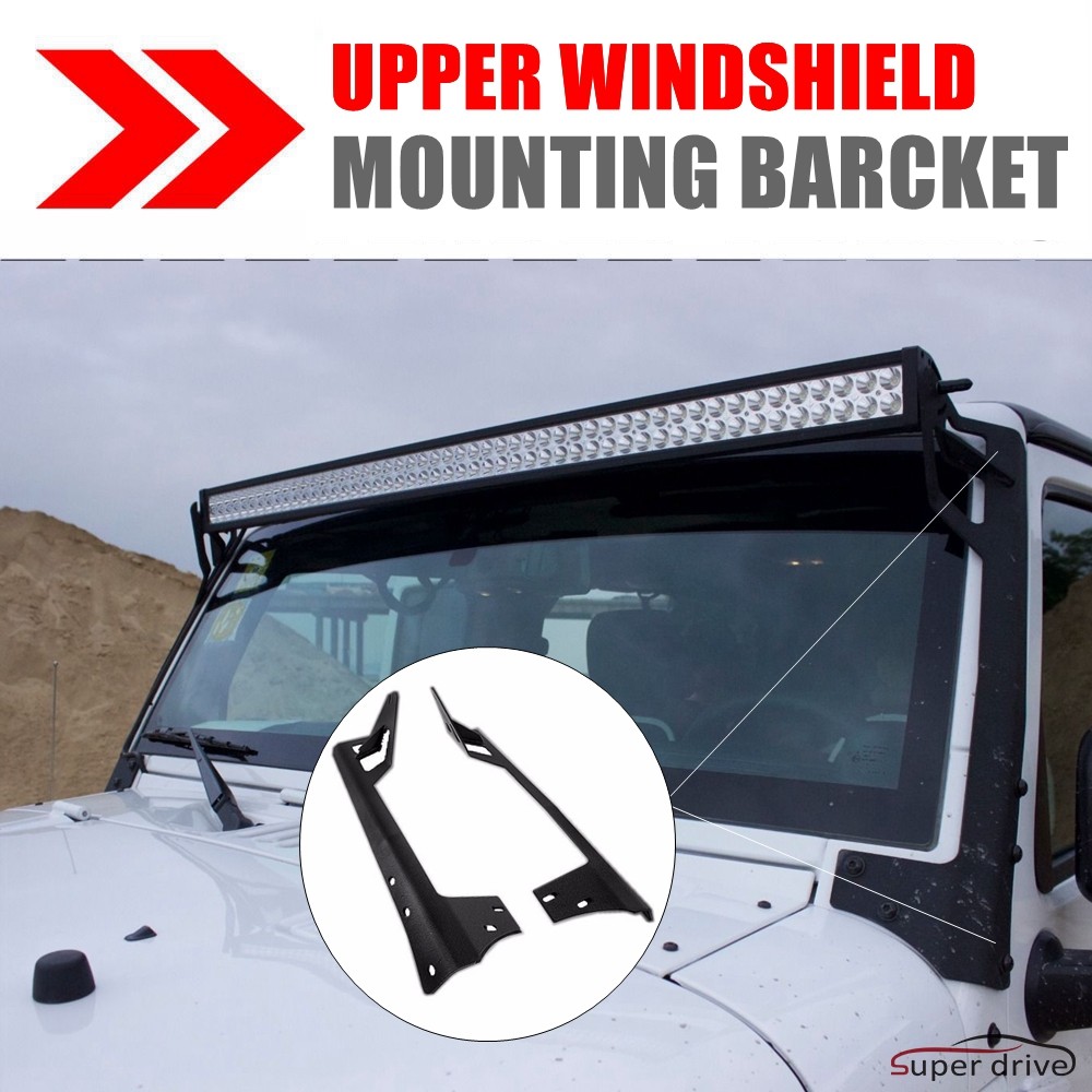 2007-Now Jeep Wrangler JK 52/" LED Light Upper Roof Windshield Mounting Bracket
