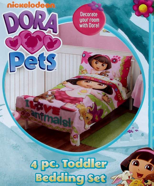 Dora The Explorer Pets Pink Comforter Sheets 4pc Toddler Bedding Set Description New In Original Packaging Dora The Explorer Pets Pink Comforter Sheets