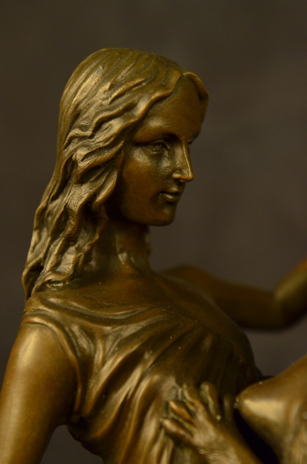 marius mercie~fantasy griffin nude lady bronze sculpture