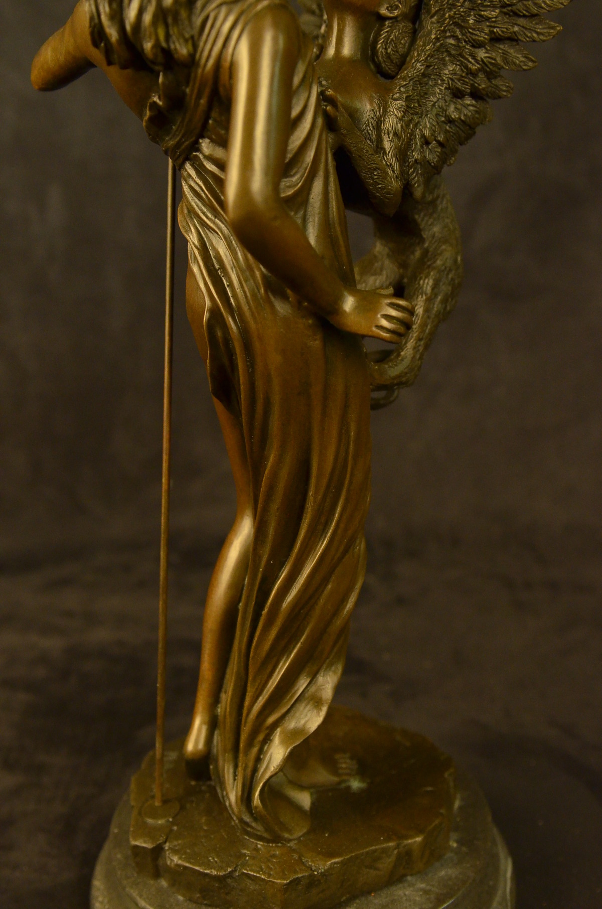 marius mercie~fantasy griffin nude lady bronze sculpture