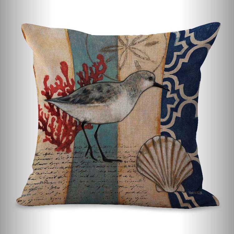 Us Seller Ocean Marine Nautical Seagull Bird Cushion Cover Pillow