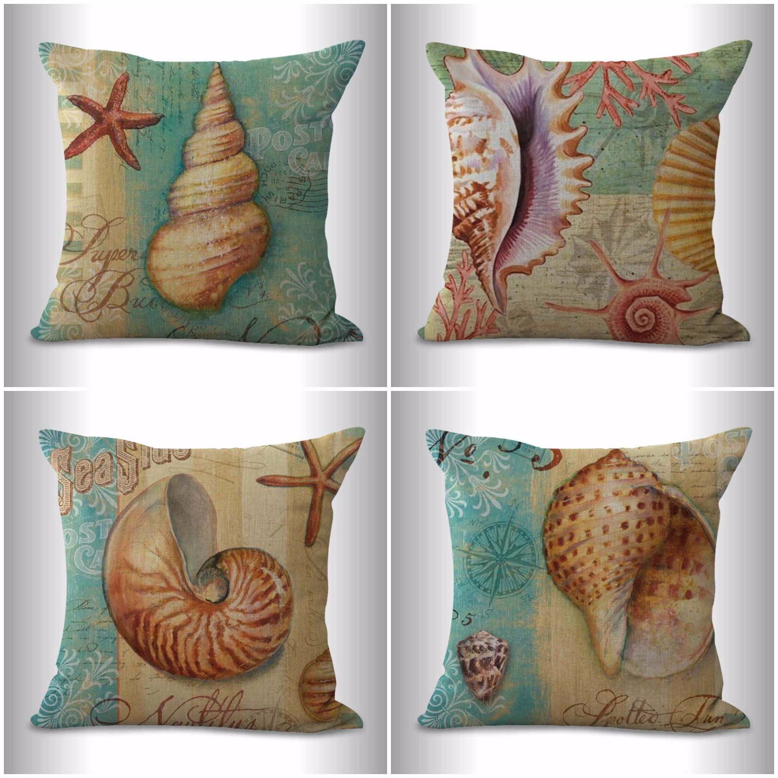 Us Seller 4pcs Pillows And Throws For Couches Cushion Covers Sea