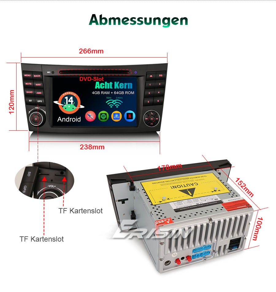 GABTECH 8 Zoll Androd Autorado GPS Nav Für Mercedes Benz CLK Class W209 Autoradio