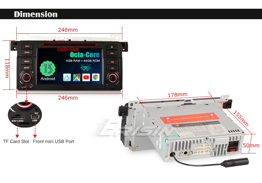 Autoradio Android 14 Per BMW Serie 3 E46 - 7 Pollici, 4GB+64GB, CarPlay Wireless, GPS - Foto 4