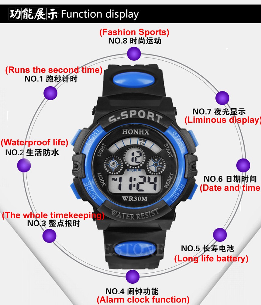 womens nice digital led quartz alarm date sports wrist watch