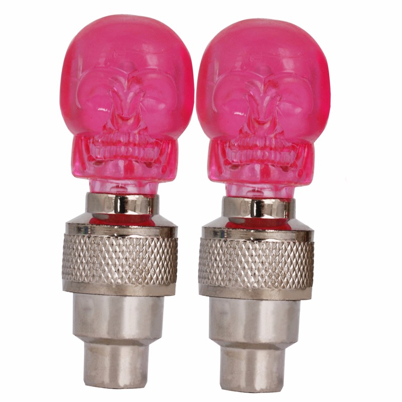 2Pcs Skull Head Valve Stem Cap LED Bike Bicycle Motorcycle Wheel Tire Light Lamp